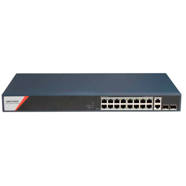 HIKVISION DS-3E1520HP-SI-16P2T2F Switch PoE Hikvision - 16 puertos RJ45 GE + 2 puertos Gigabit RJ45/SFP - 16 Puertos PoE+ 802.3a