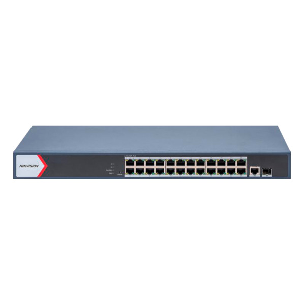 HIKVISION DS-3E1526P-EI Switch PoE Hikvision - 24 puertos RJ45 GE + 1 puerto Gigabit RJ45/SFP - 24 Puertos PoE+ 802.3af/at - Has