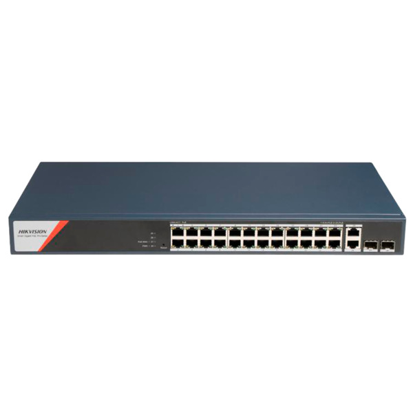 HIKVISION DS-3E1528HP-SI-24P2T2F Switch PoE Hikvision - 24 puertos RJ45 GE + 2 puertos Gigabit RJ45/SFP - 24 Puertos PoE+ 802.3a