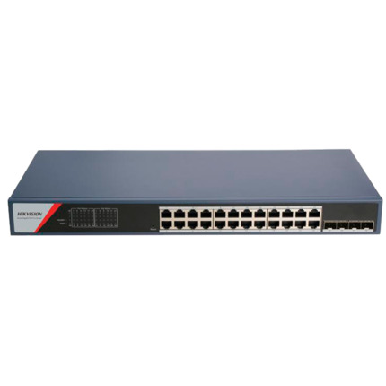 Comprar HIKVISION DS-3E1528P-SI-24P4F Switch PoE Hikvision - 24 puertos RJ45 GE + 4 puertos Gigabit SFP - 24 Puertos PoE+ 802.3af/at - Hasta 370w de Potencia PoE Total - PoE Extendido / PoE Watchdog / Port Isolation - Instalación en rack/pared/sobremesa