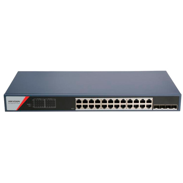 HIKVISION DS-3E1528P-SI-24P4F Switch PoE Hikvision - 24 puertos RJ45 GE + 4 puertos Gigabit SFP - 24 Puertos PoE+ 802.3af/at - H