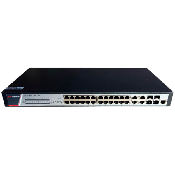 HIKVISION DS-3E2528P(B) Hikvision Switch Gestionable L3 - 24 puertos PoE PRJ45 + 4 RJ45/SFP Combo - 24 Puertos Gigabit PoE+ 802