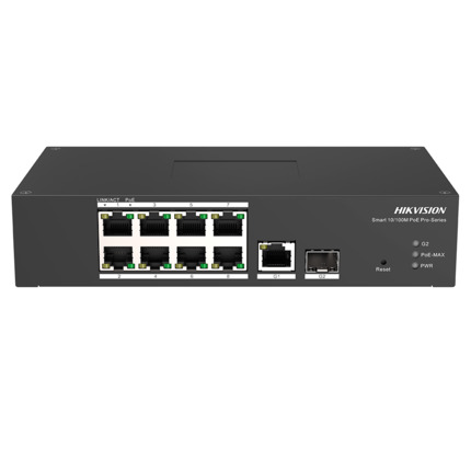 Comprar HIKVISION DS-3T1310P-SI/HS Switch PoE Hikvision - 8 puertos RJ45 FE + 1 puerto Gigabit RJ45/SFP - 8 Puertos PoE+ 802.3af/at - Hasta 110w de Potencia PoE Total - PoE Extendido / PoE Watchdog / Port Isolation - Instalación en pared/sobremesa