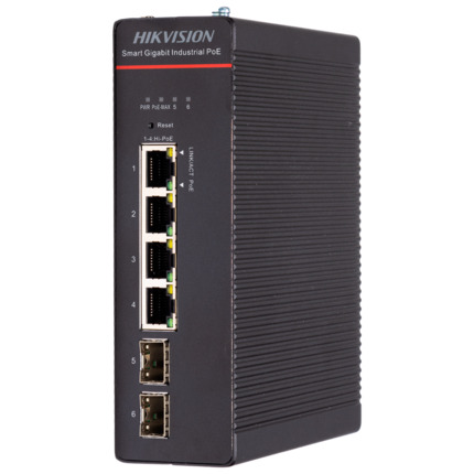 Comprar HIKVISION DS-3T1506HP-SI-4P2F Hikvision Switch Industrial PoE Cloud Capa 2 - 4 puertos PoE++ Gigabit + 2 puertos SFP Gigabit - Compatible 802.3af/at/bt  / Máximo 300W - Static LAG/DHCP Snoop/IGMP Snoop/Port Mirror - VLAN/Loop Prevention/STP/RSTP/
