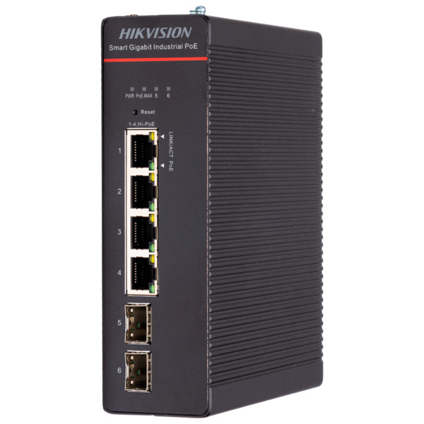 HIKVISION DS-3T1506HP-SI-4P2F Hikvision Switch Industrial PoE Cloud Capa 2 - 4 puertos PoE++ Gigabit + 2 puertos SFP Gigabit - C