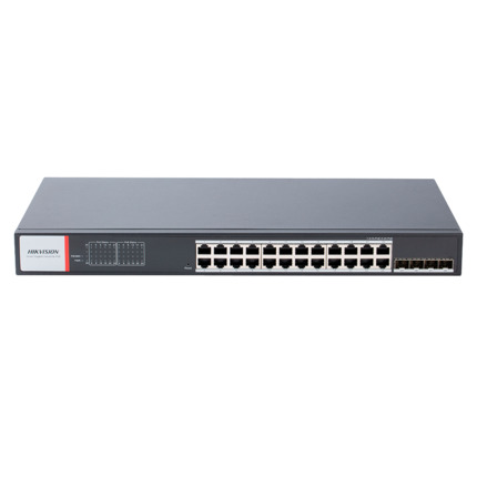 Comprar HIKVISION DS-3T1528HP-SI-24P4F Switch PoE Hikvision - 24 puertos RJ45 GE POE + 4 puertos Gigabit SFP - Puerto 1-4 HiPoE - Hasta 480w de Potencia PoE Total - PoE Extendido / PoE Watchdog / Port Isolation - Instalación en rack/pared/sobremesa
