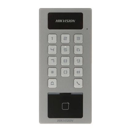 Comprar HIKVISION DS-K1T502DBFWX Control de acceso IP65 IK09 - Huella, tarjeta MF DESFire y PIN - 10.000 usuarios | 300.000 registros - TCP/IP, WiFi, RS485 y Wiegand - Controladora integrada - iVMS-4200 | Hik-Connect