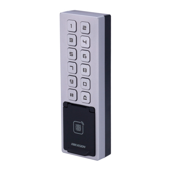 HIKVISION DS-K1T805EBFWX Control de acceso IP65 IK08 - Huella, tarjeta EM y PIN - 3.000 usuarios | 100.000 registros - TCP/IP, W