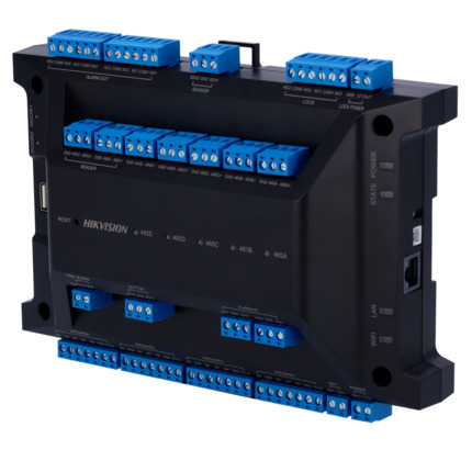 Comprar HIKVISION DS-K2702WX-E1(P) Controladora de acceso Multi-identificación - Facial, huella, tarjeta, QR o PIN - 2 puertas | Comunicación TCP/IP, WiFi y RS485 - 4 lectores por Wiegand | 4 lectores por OSDP - Sin caja | PoE - Software embebido | iVMS-