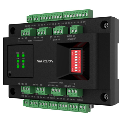 Comprar HIKVISION DS-K2M002X Controladora de acceso extensora - Facial, huella, tarjeta, QR o PIN - 2 puertas | Comunicación RS485 - 2 lectores por Wiegand | 4 lectores por OSDP - Sin caja - Necesaria controladora maestra DS-K270x