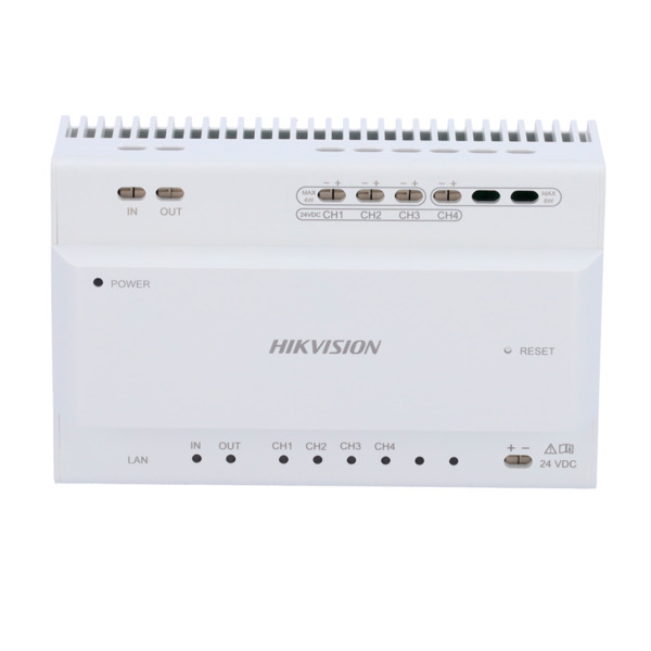 HIKVISION DS-KAD704Y Conversor para edificios - 2 hilos a IP - 4 grupos de 2 hilos - TCP/IP con RJ45 - Alimenta dispositivos a 2 (1)
