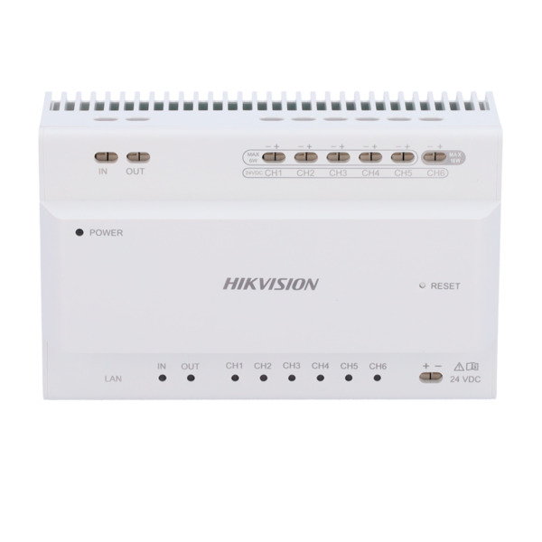 HIKVISION DS-KAD706Y Conversor para edificios - 2 hilos a IP - 6 grupos de 2 hilos - TCP/IP con RJ45 - Alimenta dispositivos a 2 (1)
