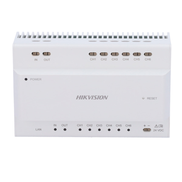 HIKVISION DS-KAD706Y-S Conversor para edificios - 2 hilos a IP - 6 grupos de 2 hilos - TCP/IP con RJ45 - Conecta con DS-KAD706Y (1)