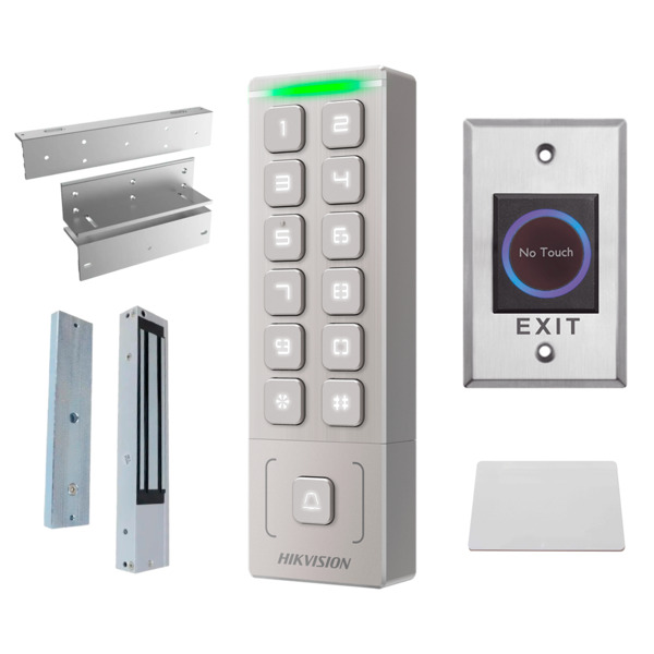 HIKVISION DS-KAS809EX Kit de control de acceso - Tarjeta EM y PIN - Autónomo, ventosa, perfil, pulsador y tarjeta - Controladora