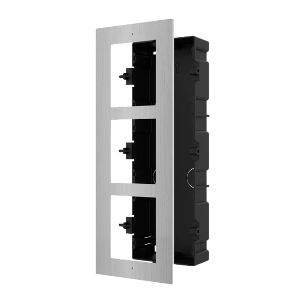HIKVISION DS-KD-ACF3/S Panel frontal y caja de registro encastrada - Hasta 3 módulos - Específica para videoporteros Hikvision -