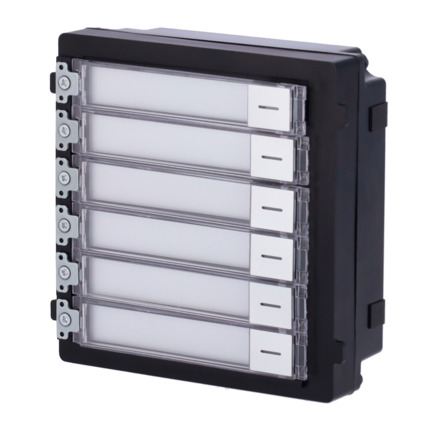 Comprar HIKVISION DS-KD-KK Módulo de extensión - Llamada a diferentes monitores - Botonera de 6 botones - 6 etiquetas personalizadas con LED - Apto para exterior IP65 - Montaje modular