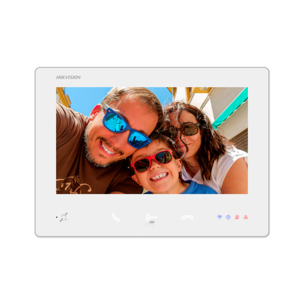 HIKVISION DS-KH7300EY-TIE2/White Monitor para videoportero - Pantalla TFT de 7" - Audio bidireccional y BIM | LED de estado