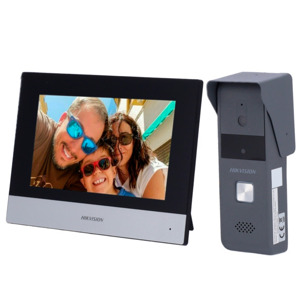 HIKVISION DS-KIS303-P Kit de videoportero - Tecnología 4 hilos con TCP/IP & WiFi - Placa y monitor | Permite sólo 1 monitor