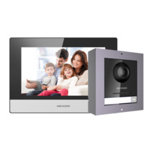 HIKVISION DS-KIS602(B) Kit de videoportero - Tecnología IP &amp; WiFi - Placa y monitor | Permite 16 monitores más - Switch PoE