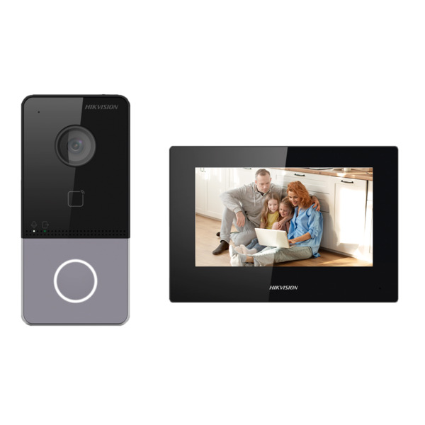 HIKVISION DS-KIS605-P(C) Kit de videoportero - Tecnología IP & WiFi - Placa y monitor | Permite 16 monitores más - Lector MF
