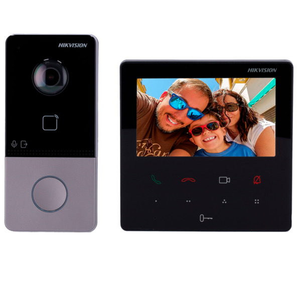 HIKVISION DS-KIS606-P Kit de videoportero - Tecnología IP &amp; WiFi - Placa y monitor | Permite 16 monitores más - Lector MF | (1)