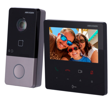Comprar HIKVISION DS-KIS606-P Kit de videoportero - Tecnología IP & WiFi - Placa y monitor | Permite 16 monitores más - Lector MF | PoE - App móvil P2P (activación desde wizard monitor) - Montaje sobre superficie | IP65