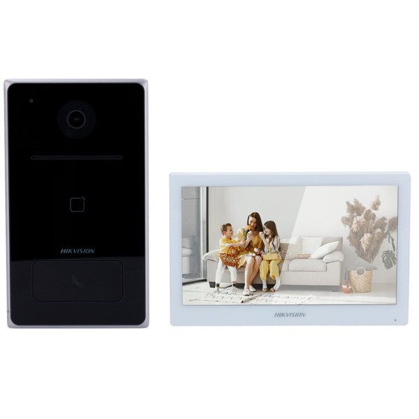 HIKVISION DS-KIS608-P Kit de videoportero - Tecnología IP &amp; WiFi - Placa y monitor | Permite 16 monitores más - Lector MF | (1)