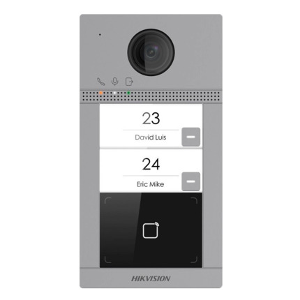 Comprar HIKVISION DS-KV8213-WME1(C)/Flush Videoportero IP WiFi 2 apartamentos - Cámara 2 Mpx | Audio bidireccional - Apertura con tarjeta MF | 2 relés - App móvil con o sin monitor - Apto para exterior IP65 | IK08 - Montaje encastrado | PoE