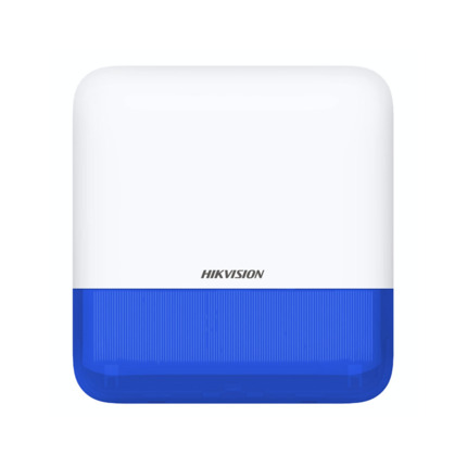 Comprar Hikvision HIK-277 DS-PS1-E-WE (Blue) Sirena vía radio de exterior de la serie AX PRO. 3 tipos de sonidos de alarma: alarma de incendio, alarma de pánico y alarma de intrusión. Potencia de sonido de 110dB. Luz estroboscópica azul. Alimentada por 4