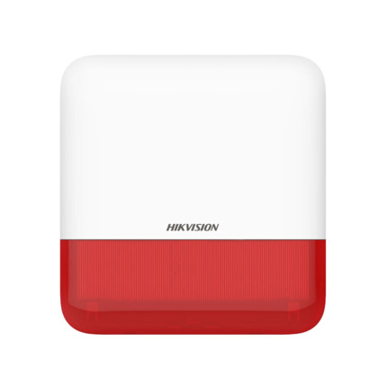 Comprar Hikvision HIK-278 DS-PS1-E-WE (Red) Sirena vía radio de exterior de la serie AX PRO. 3 tipos de sonidos de alarma: alarma de incendio, alarma de pánico y alarma de intrusión. Potencia de sonido de 110dB. Luz estroboscópica roja. Alimentada por 4