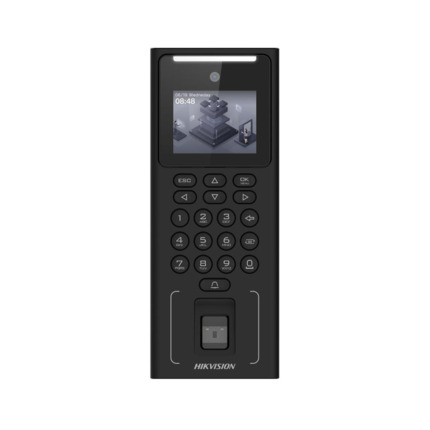 Comprar Hikvision HIK-716 DS-K1T321MFX Terminal de control de accesos HIKVISION. Pantalla LCD de 2,4". Cámara de 2MP. Lector Mifare 1. Capacidad para 500 rostros, 3000 huellas y 3000 tarjetas. Registro de 150 000 eventos. Múltiples métodos de autenticaci