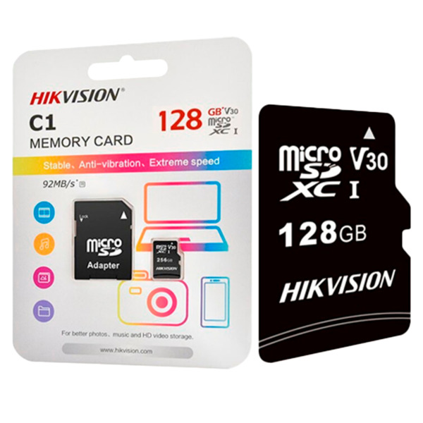 HIKVISION HS-TF-C1STD-128G Tarjeta de memoria con adaptador Hikvision - Capacidad 128 GB - Clase 10  | Velocidad escritura 20MB/ (1)
