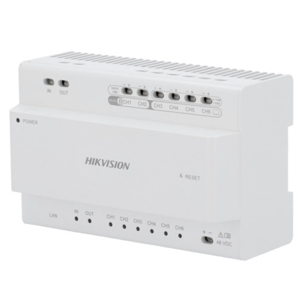 Comprar HIKVISION INTERCOM DS-KAD7060EY Distribuidor para edificios - 2 hilos HD - 6 grupos de 2 hilos HD - Alimenta dispositivos a 2 hilos HD - Conexión de hubs en cascada