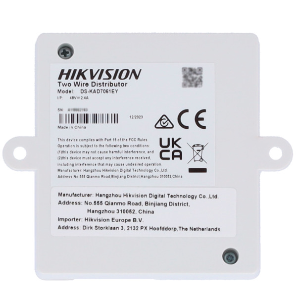 HIKVISION INTERCOM DS-KAD7061EY Distribuidor para edificios - 4 grupos de 2 hilos HD - Alimenta hasta 4 monitores de 2 hilos HD (3)