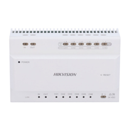 Comprar HIKVISION INTERCOM DS-KAD706Y Distribuidor de vídeo/audio de dos hilos a IP Conexión en cascada 6CH TCP/IP RJ45 Hikvision