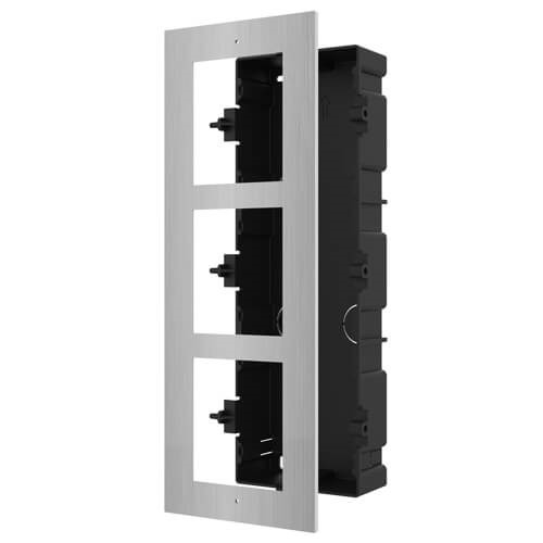 HIKVISION INTERCOM DS-KD-ACF3/S Panel Frontal y Caja de registro 3 módulos videoportero Hikvision. ACERO INOXIDABLE. MONTAJE EMP