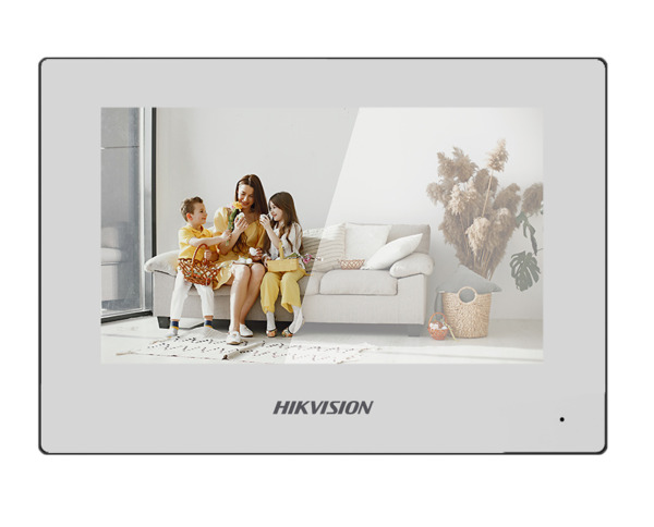 HIKVISION INTERCOM DS-KH6320-WTE1-W Monitor interior Videoportero IP táctil 7" 1024×600 Blanca Wifi 8CH Alarma 2 relé Superficie