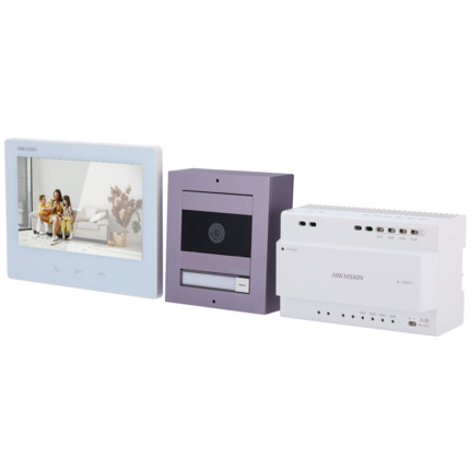 Comprar HIKVISION INTERCOM DS-KIS704EY/Aluminum Kit de videoportero - Tecnología 2 hilos HD con WiFi - Placa y monitor | Permite 8 monitores más - Firmware de fácil configuración sin red - App móvil con P2P - Montaje sobre superficie | IP65, IK08