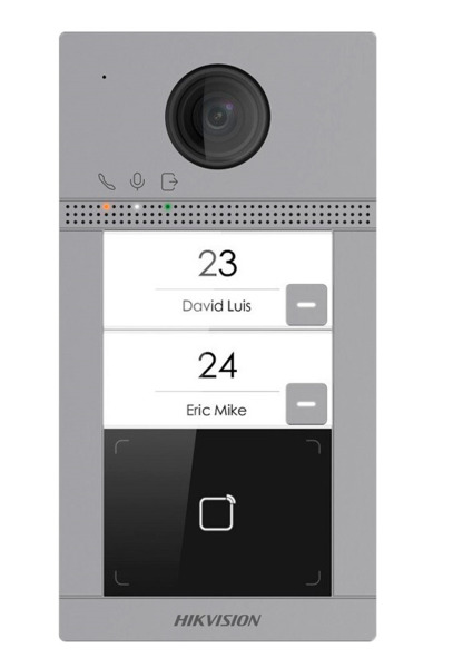 HIKVISION INTERCOM DS-KV8213-WME1(C)/Flush Placa calle Videoportero cámara 2MP 2 botones (2 apartamentos) Tarjeta MF Empotrado I