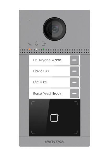 HIKVISION INTERCOM DS-KV8413-WME1(C) Placa de calle Videoportero cámara 2MP 4 botones (4 apartamentos) Tarjeta MF Superficie IK0