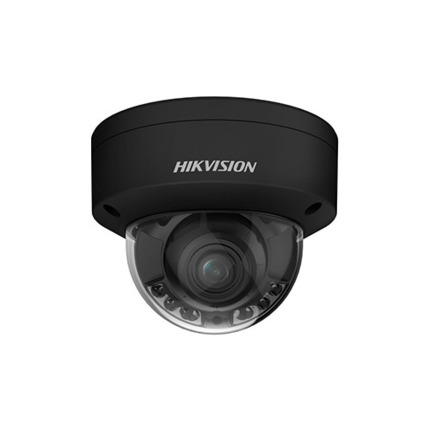 Comprar DS-2CD2747G2HT-LIZSB Cámara Minidomo IP 4Mpx, óptica moto. 2.8-12mm, IR + luz blanca 40m ColorVu, WDR, IA, SD, E/S alarma/audio, IP67, IK10, 12Vdc/PoE. En negro.