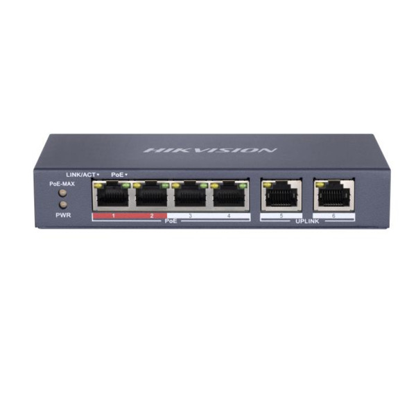HIKVISION TRANSMISION AND DISPLAY DS-3E0106MP-E/M Switch POE no administrado Fast Ethernet de 4 puertos 100Mbps