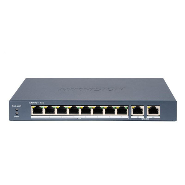 HIKVISION TRANSMISION AND DISPLAY DS-3E0310P-E/M(B) Switch POE 8 puertos 100Mbps 2 Puertos Gigabit RJ45 No gestionable