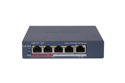 Comprar HIKVISION TRANSMISION AND DISPLAY DS-3E1105P-EI/MV2 Switch inteligente administrado 4 puertos PoE + 1 RJ45