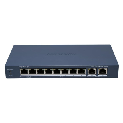 Comprar HIKVISION TRANSMISION AND DISPLAY DS-3E1310HP-EI(B) Switch inteligente Administrado 8 puertos 100Mbps PoE + 2 puertos RJ45 Gigabit Hi-Poe