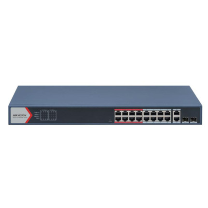 Comprar HIKVISION TRANSMISION AND DISPLAY DS-3E1318P-EI(B) Switch POE inteligente 16 puertos 100Mbps - 2 Puertos Gigabit RJ45 - 2 Puertos SFP Gigabit Gestionable