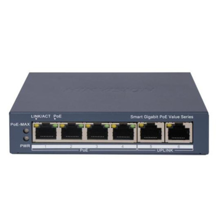 Comprar HIKVISION TRANSMISION AND DISPLAY DS-3E1506P-EI/M Switch PoE inteligente Gigabit de 4 puertos PoE + 2 RJ45