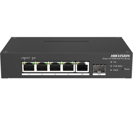 Comprar HIKVISION TRANSMISION AND DISPLAY DS-3T1306P-SI/HS Switch PoE inteligente administrado Fast Ethernet 4 puertos 10/100 Mbps