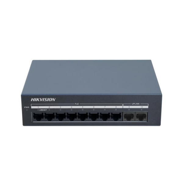 HIKVISION TRANSMISION AND DISPLAY DS-XS10G-P Switch no administrado 8 puertos RJ45 PoE Gigabit + 2 puertos RJ45 Gigabit L2