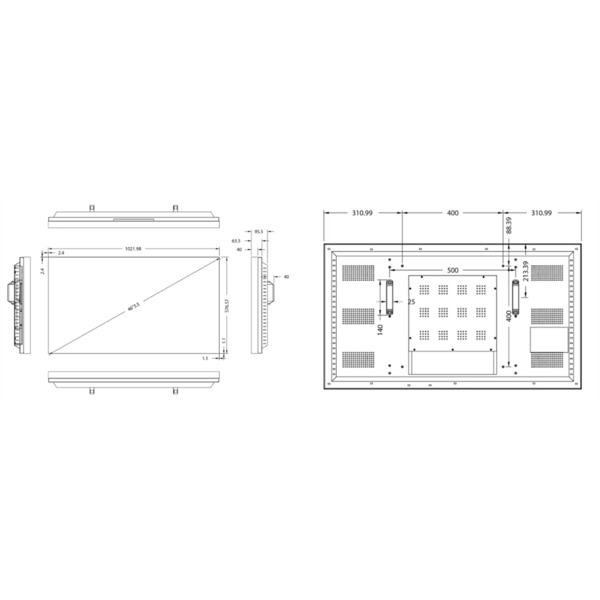 HISENSE HIS-46L35B5U Monitor videowall 46" - Resolución FHD - Brillo 500 nits - Marco 3,5 mm (A-A) - Funcionamiento 24/7 - (5)